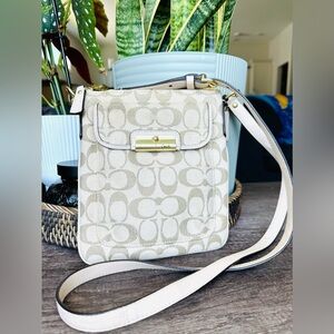 COACH Kristin Signature linen swing pack crossbody purse.